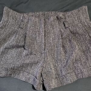 Bar III High Waist Herringbone Shorts - Black and Gray